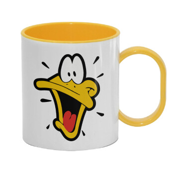 Daffy Duck, Κούπα (πλαστική) (BPA-FREE) Polymer Κίτρινη για παιδιά, 330ml