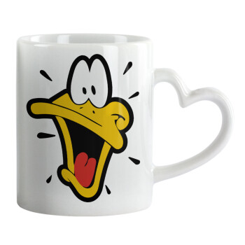 Daffy Duck, Κούπα καρδιά χερούλι λευκή, κεραμική, 330ml