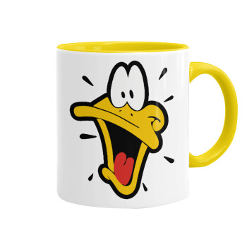Daffy Duck, Κούπα χρωματιστή κίτρινη, κεραμική, 330ml
