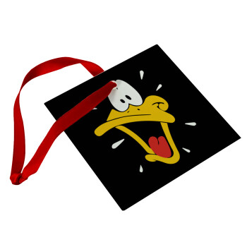 Daffy Duck, Χριστουγεννιάτικο στολίδι γυάλινο τετράγωνο 9x9cm