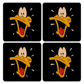 Daffy Duck, ΣΕΤ x4 Σουβέρ ξύλινα τετράγωνα plywood (9cm)