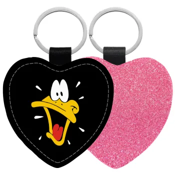 Daffy Duck, Μπρελόκ PU δερμάτινο glitter καρδιά ΡΟΖ