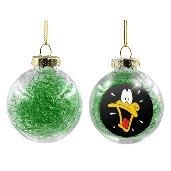 Daffy Duck, Transparent Christmas tree ball ornament with green filling 8cm