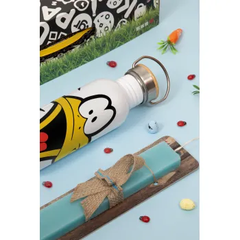 Daffy Duck, Πασχαλινή Λαμπάδα με παγούρι μεταλλικό (620ml, stainless steel) & κερί αρωματικό πλακέ (30cm) (ΤΙΡΚΟΥΑΖ)