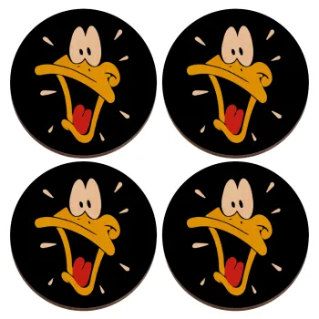 Daffy Duck, ΣΕΤ x4 Σουβέρ ξύλινα στρογγυλά plywood (9cm)