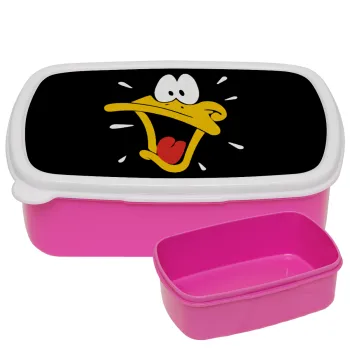 Daffy Duck, ΡΟΖ παιδικό δοχείο φαγητού (lunchbox) πλαστικό (BPA-FREE) Lunch Βox M18 x Π13 x Υ6cm