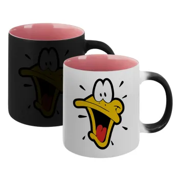 Daffy Duck, Κούπα Μαγική εσωτερικό ΡΟΖ, κεραμική 330ml που αλλάζει χρώμα με το ζεστό ρόφημα