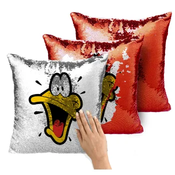 Daffy Duck, Μαξιλάρι καναπέ Μαγικό Κόκκινο με πούλιες 40x40cm περιέχεται το γέμισμα