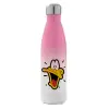 Metal mug thermos Pink/White (Stainless steel), double wall, 500ml