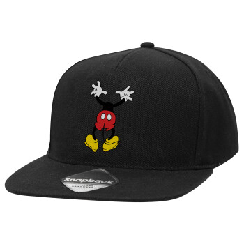 Mickey hide..., Καπέλο Ενηλίκων Flat Snapback Μαύρο, (POLYESTER, ΕΝΗΛΙΚΩΝ, UNISEX, ONE SIZE)