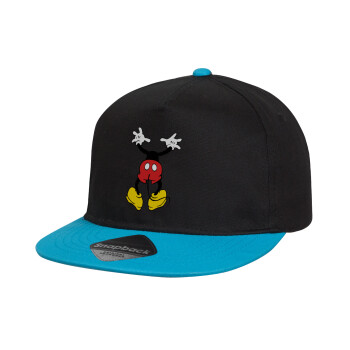 Mickey hide..., Καπέλο παιδικό snapback, 100% Βαμβακερό, Μαύρο/Μπλε