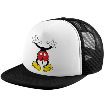 Mickey hide..., Καπέλο ενηλίκων Jockey με Δίχτυ Black/White (snapback, trucker, unisex)