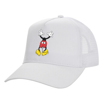Mickey hide..., Καπέλο Ενηλίκων Structured Trucker, με Δίχτυ, ΛΕΥΚΟ (100% ΒΑΜΒΑΚΕΡΟ, ΕΝΗΛΙΚΩΝ, UNISEX, ONE SIZE)