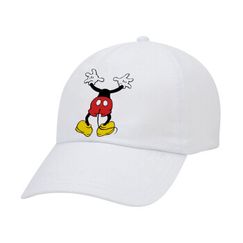Mickey hide..., Καπέλο ενηλίκων Jockey Λευκό (snapback, 5-φύλλο, unisex)