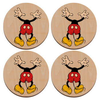 Mickey hide..., ΣΕΤ x4 Σουβέρ ξύλινα στρογγυλά plywood (9cm)