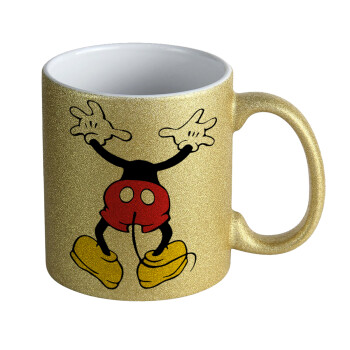 Mickey hide..., Κούπα Χρυσή Glitter που γυαλίζει, κεραμική, 330ml
