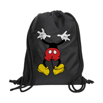 Mickey hide..., Τσάντα πλάτης πουγκί GYMBAG Μαύρη, με τσέπη (40x48cm) & χονδρά κορδόνια