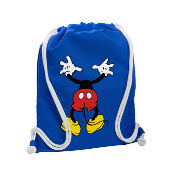 Mickey hide..., Τσάντα πλάτης πουγκί GYMBAG Μπλε, με τσέπη (40x48cm) & χονδρά κορδόνια
