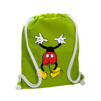 Mickey hide..., Τσάντα πλάτης πουγκί GYMBAG LIME GREEN, με τσέπη (40x48cm) & χονδρά κορδόνια