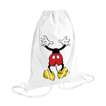 Mickey hide..., Τσάντα πλάτης πουγκί GYMBAG λευκή (28x40cm)