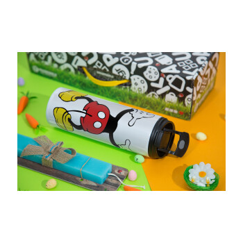 Mickey hide..., Easter candle,Travel Tumbler 2 Lids, with metal straw & cleaning brush & aromatic flat candle (30cm) (BLUE)