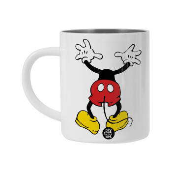 Mickey hide..., Λευκή Ανοξείδωτη Μεταλλική Κούπα 450ml - Διπλού Τοιχώματος 