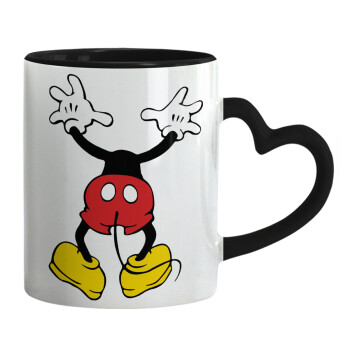 Mickey hide..., Mug heart black handle, ceramic, 330ml