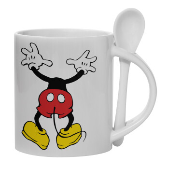 Mickey hide..., Ceramic coffee mug with Spoon, 330ml (1pcs)