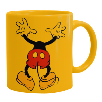 Mickey hide..., Ceramic coffee mug yellow, 330ml (1pcs)