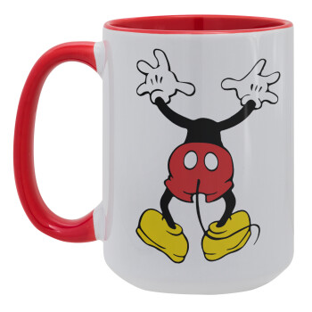 Mickey hide..., Κούπα Mega 15oz, κεραμική Κόκκινη, 450ml