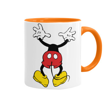 Mickey hide..., Κούπα χρωματιστή πορτοκαλί, κεραμική, 330ml