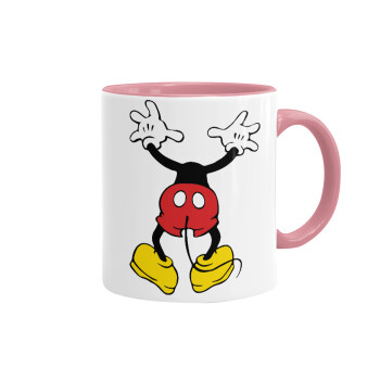Mickey hide..., Κούπα χρωματιστή ροζ, κεραμική, 330ml