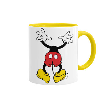 Mickey hide..., Κούπα χρωματιστή κίτρινη, κεραμική, 330ml