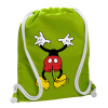 Backpack bag GYMBAG LIME GREEN, with pocket (40x48cm) & thick cords