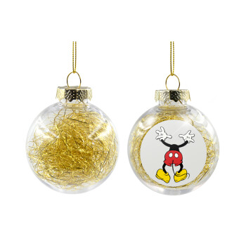 Mickey hide..., Χριστουγεννιάτικη μπάλα δένδρου διάφανη με χρυσό γέμισμα 8cm