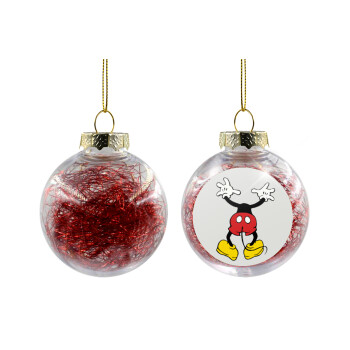 Mickey hide..., Χριστουγεννιάτικη μπάλα δένδρου διάφανη με κόκκινο γέμισμα 8cm