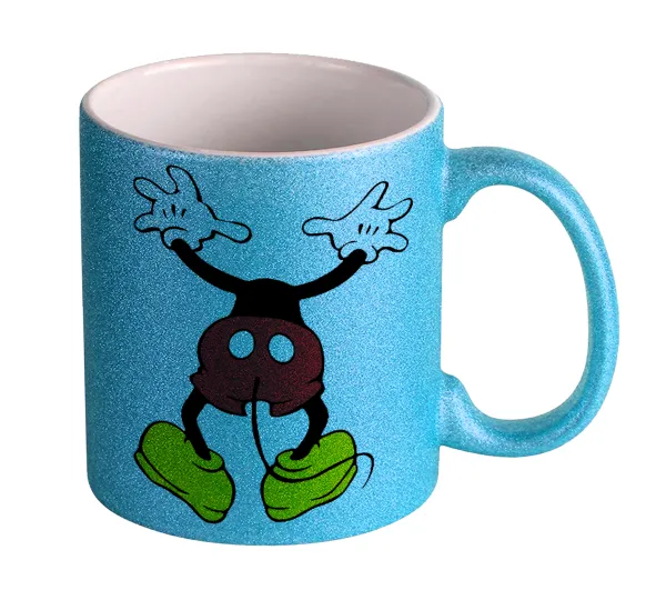 Mickey hide... — Light blue glitter mug that sparkles, ceramic, 330ml