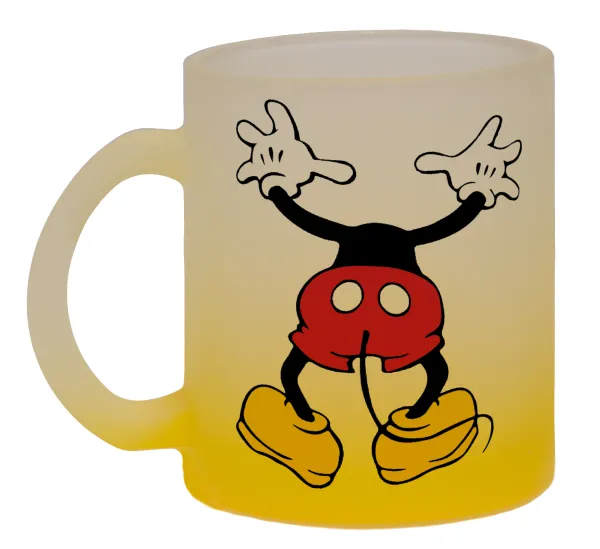 Mickey hide... — Two-tone glass mug with matte yellow base, 330ml