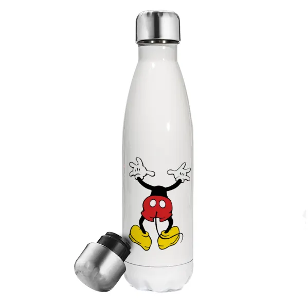 Mickey hide... — Μεταλλικό παγούρι θερμός Λευκό (Stainless steel), διπλού τοιχώματος, 500ml