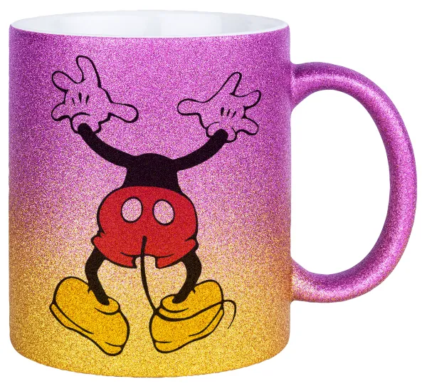 Mickey hide... — Κούπα Χρυσή/Ροζ Glitter, κεραμική, 330ml