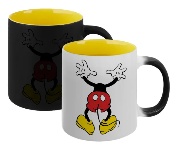 Mickey hide... — Κούπα Μαγική εσωτερικό κίτρινη, κεραμική 330ml που αλλάζει χρώμα με το ζεστό ρόφημα