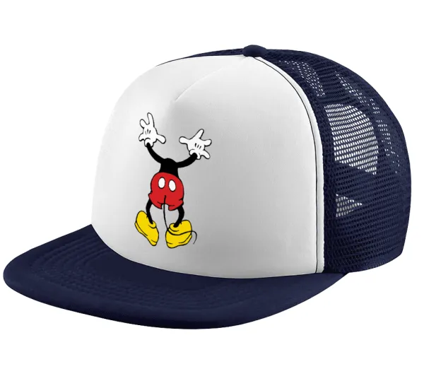 Mickey hide... — Adult Soft Trucker Hat with Dark Blue/White Mesh (POLYESTER, ADULT, UNISEX, ONE SIZE)