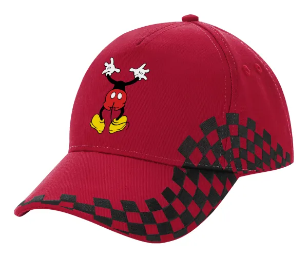 Mickey hide... — Adult Cap RACING Ultimate Red/Black, (100% COTTON DRILL, ADULT, UNISEX, ONE SIZE ADULT)