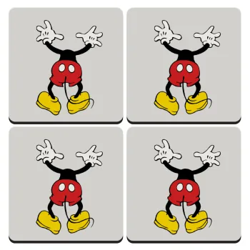Mickey hide..., ΣΕΤ 4 Σουβέρ ξύλινα τετράγωνα (9cm)
