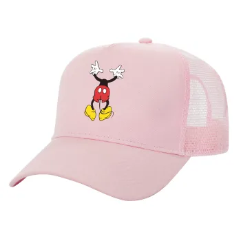 Mickey hide..., Structured Trucker Children's Hat, with Mesh, PINK (100% COTTON, CHILDREN'S, UNISEX, ONE SIZE)
