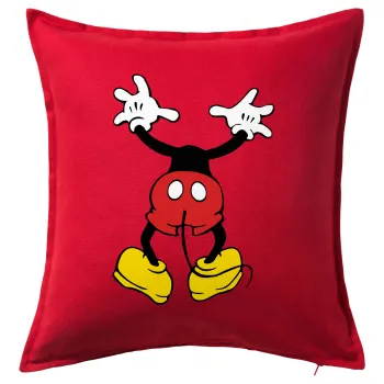 Mickey hide..., Μαξιλάρι καναπέ Κόκκινο 100% βαμβάκι, περιέχεται το γέμισμα (50x50cm)