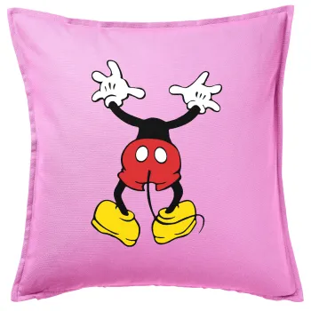 Mickey hide..., Μαξιλάρι καναπέ ΡΟΖ 100% βαμβάκι, περιέχεται το γέμισμα (50x50cm)