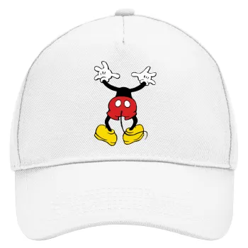 Mickey hide..., Καπέλο Ενηλίκων Baseball, Drill, Λευκό (100% ΒΑΜΒΑΚΕΡΟ, ΕΝΗΛΙΚΩΝ, UNISEX, ONE SIZE)