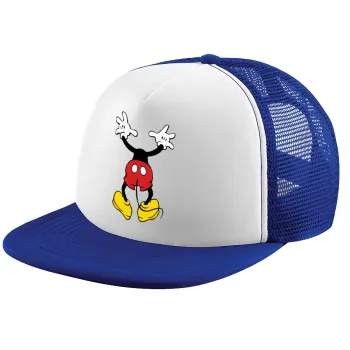 Mickey hide..., Adult Soft Trucker Hat with Blue/White Mesh (POLYESTER, ADULT, UNISEX, ONE SIZE)