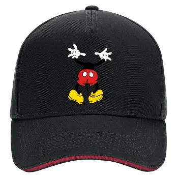 Mickey hide..., DRILL Adult Ultimate Hat BLACK/RED, (100% COTTON, ADULT, UNISEX, ONE SIZE)
